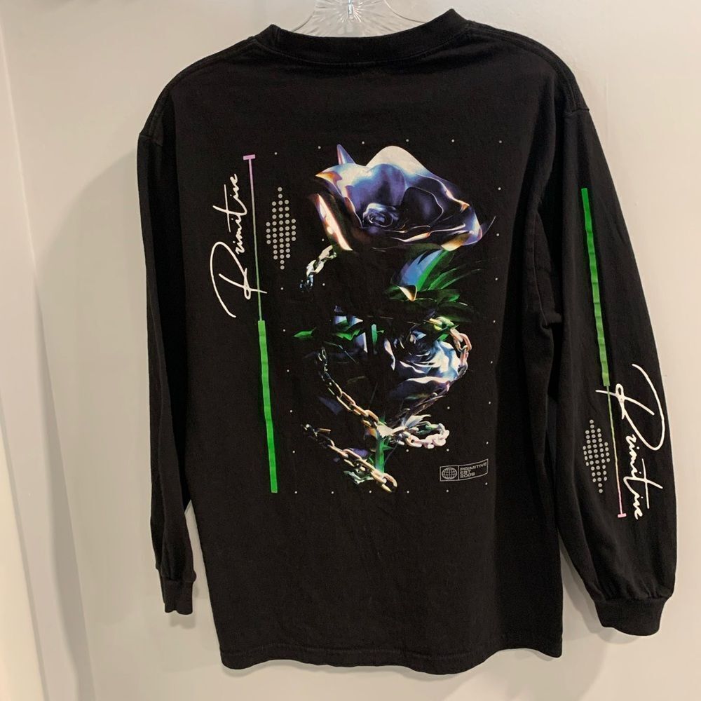Primitive 2008 Black Long Sleeve Tee with Futuristic Graphic